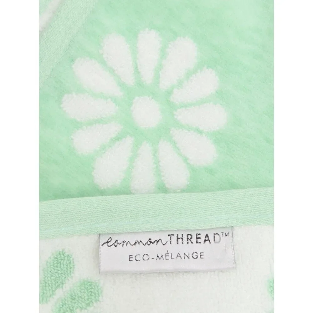 Common Thread Eco Melange White Daisy Mint Green Zero Twist Cotton Towel Set 6pc